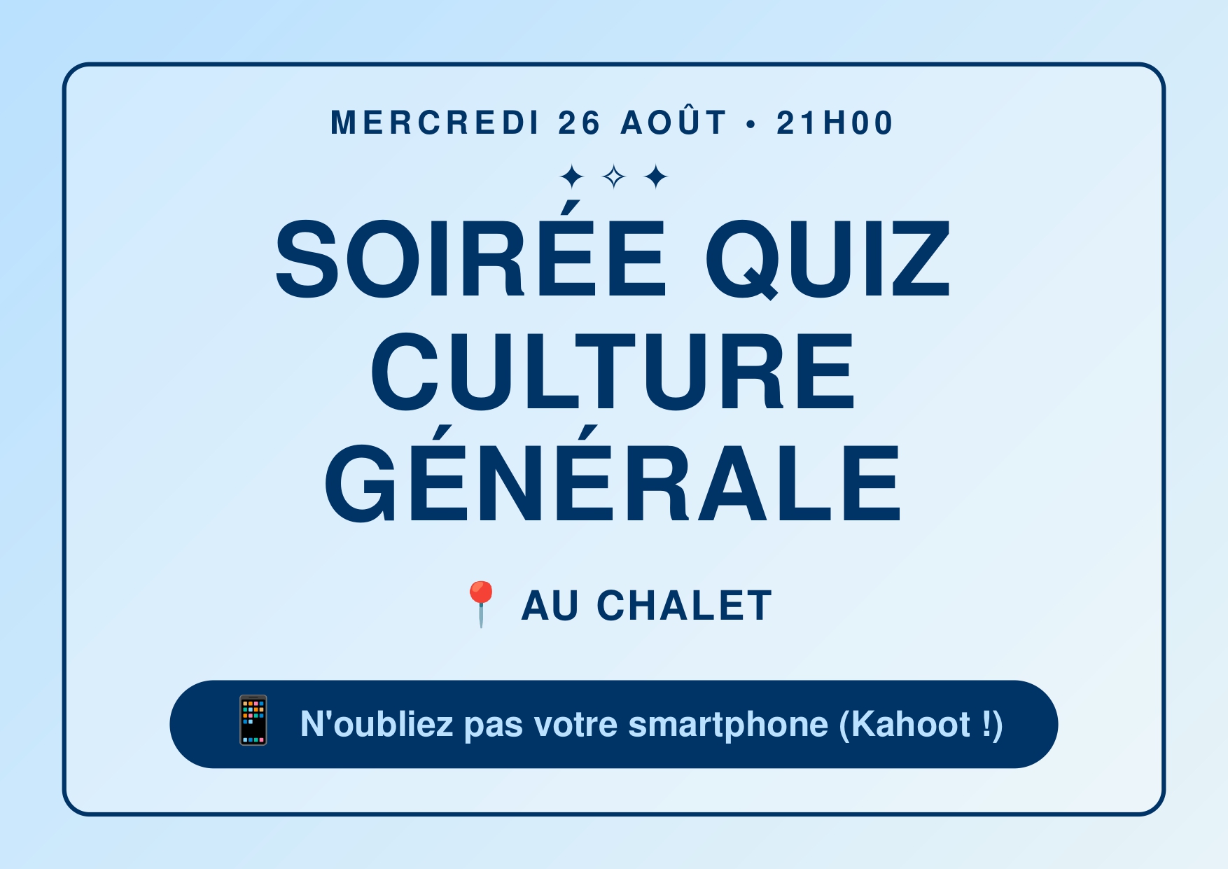 SOIRÉE QUIZ CULTURE GÉNÉRALE